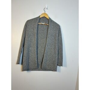 100% Cashmere Open Front Cardigan Long Sleeve Sz XS Light Gray Super Soft‎ Cozy